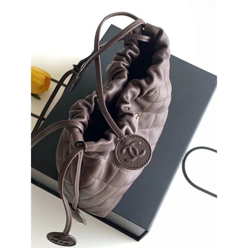 Chanel 26S Quilted Drawstring Bucket Bag, 17 x 22 x 8 cm #A63225