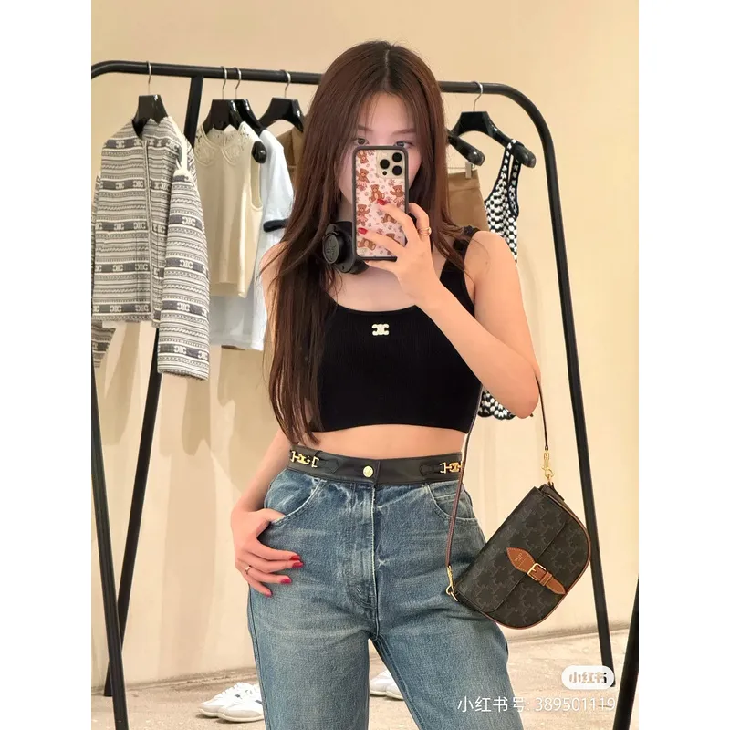 Celine Triomphe Pattern Saddle Bag in Brown and Black for Timeless Elegance size:20×14×5cm #A54102