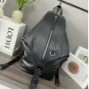 Loewe Black Leather Backpack With Distinctive Zipper And Branding For Modern Urban Style #A50064