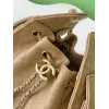 Chanel Hobo Shoulder Bag  Hippie Style Vintage Gold Coin Button Drawstring Bucket Bag #A59440