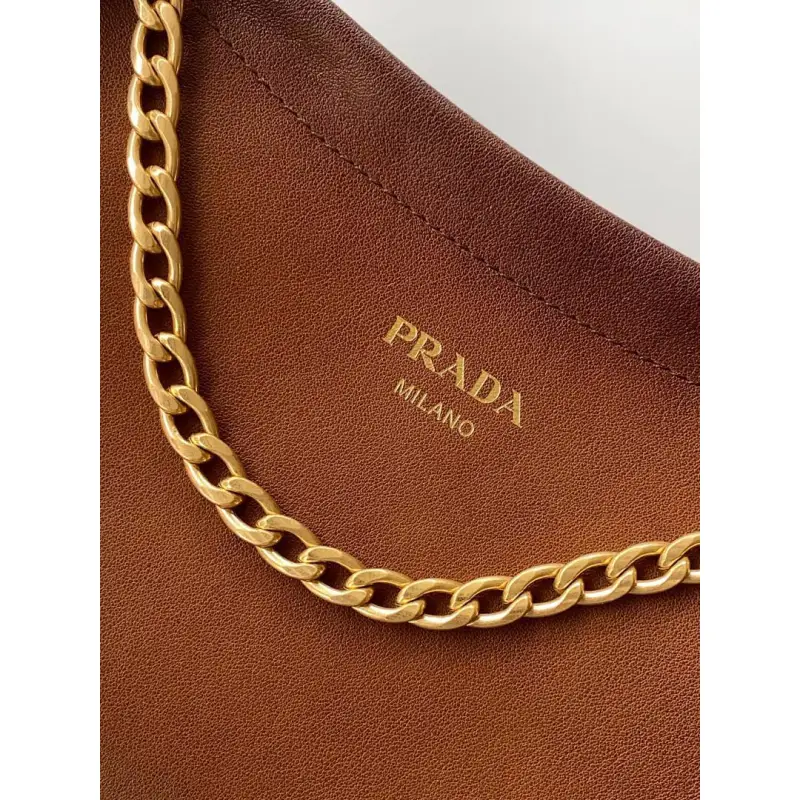 Prada Cleo Shoulder Bag (4 Colors) – Brown/Navy/Black/White Saffiano Leather with Gold-Tone Chain Strap #A59176