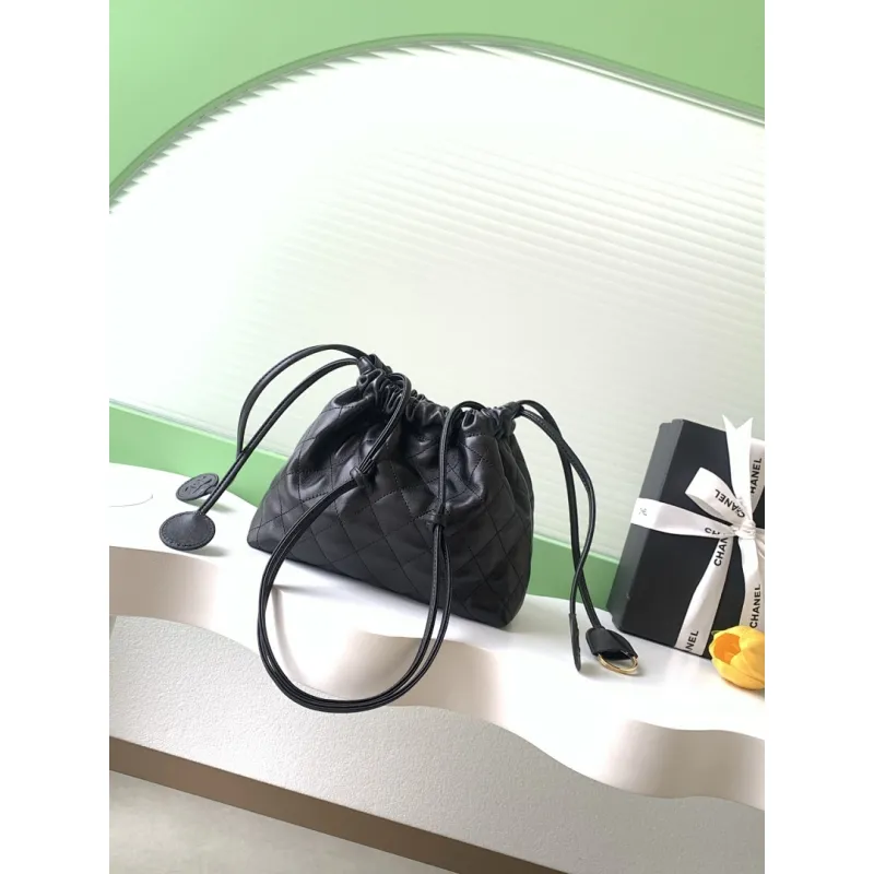Chanel 26S Quilted Drawstring Bucket Bag, 17 x 22 x 8 cm #A63225