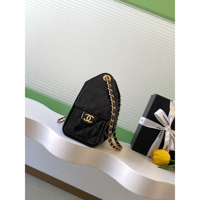 Chanel Hobo Shoulder Bag  Hippie Style Vintage Gold Coin Button Drawstring Bucket Bag #A59440
