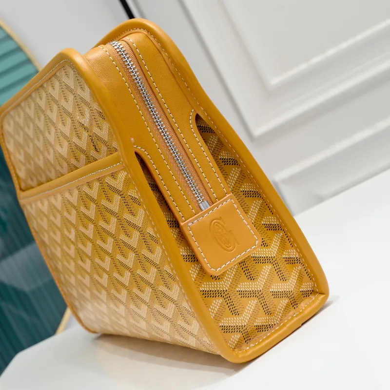 Goyard Canvas Clutch with Leather Trim #A45656 Goyard Canvas Clutch with Leather Trim #A45656