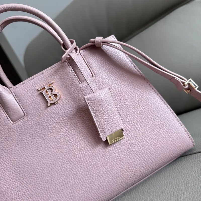 Burberry Handbag Two Tone Leather &amp Gold “TB” Logo Epitomizing Sophisticated Elegance size:27×11×20cm #A54200