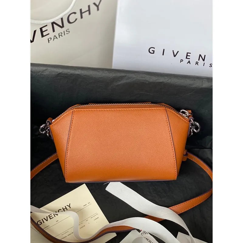 Givenchy Orange Leather Crossbody Bag With Signature Branding #A52347