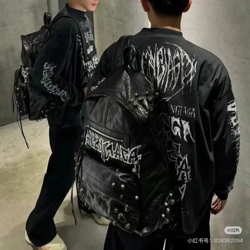 Balenciaga 188024 Le Cagole Backpack in Cracked Lambskin Size 35x46x18CM #A62924