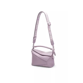 Loewe Puzzle Bag In Soft Lavender Leather With Branded Strap And Geometric Design #A50220