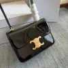 Chic Black Patent Leather Celine Handbag With Signature Gold Hardware For Fashionistas size:18×13×6cm #A54348