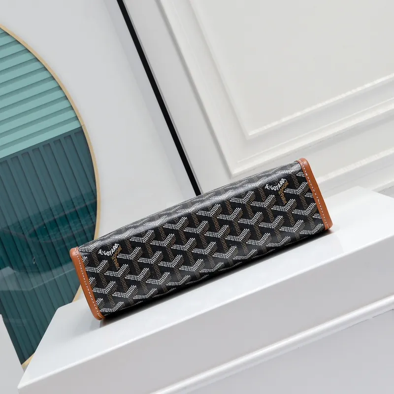 Goyard Canvas Clutch with Leather Trim #A45656 Goyard Canvas Clutch with Leather Trim #A45656