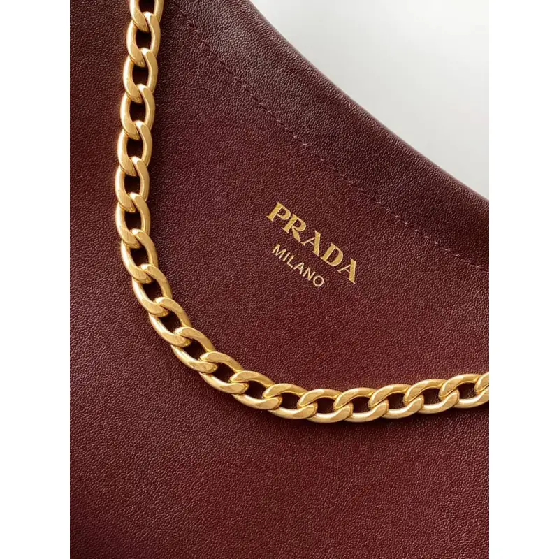 Prada Cleo Shoulder Bag (4 Colors) – Brown/Navy/Black/White Saffiano Leather with Gold-Tone Chain Strap #A59176