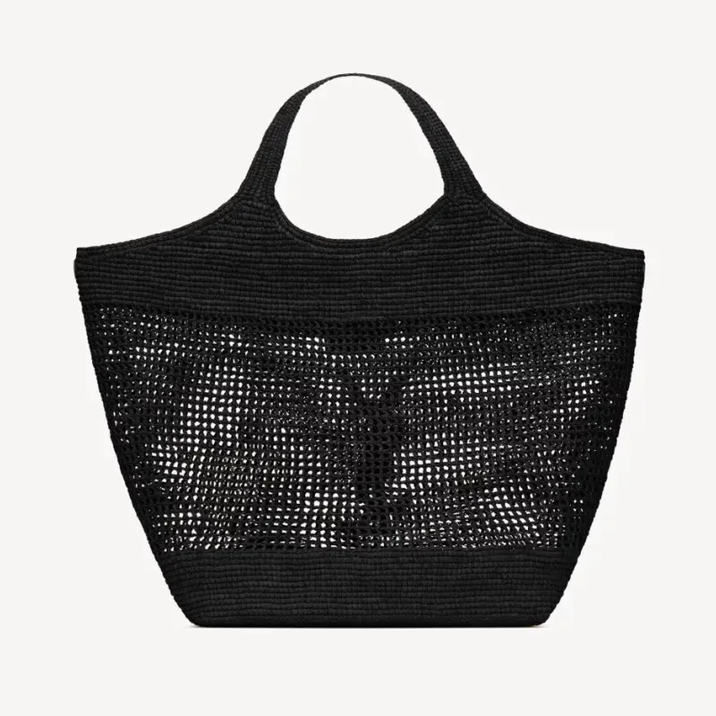 Saint Laurent  YSL ICARE in raffia in Black #A65734