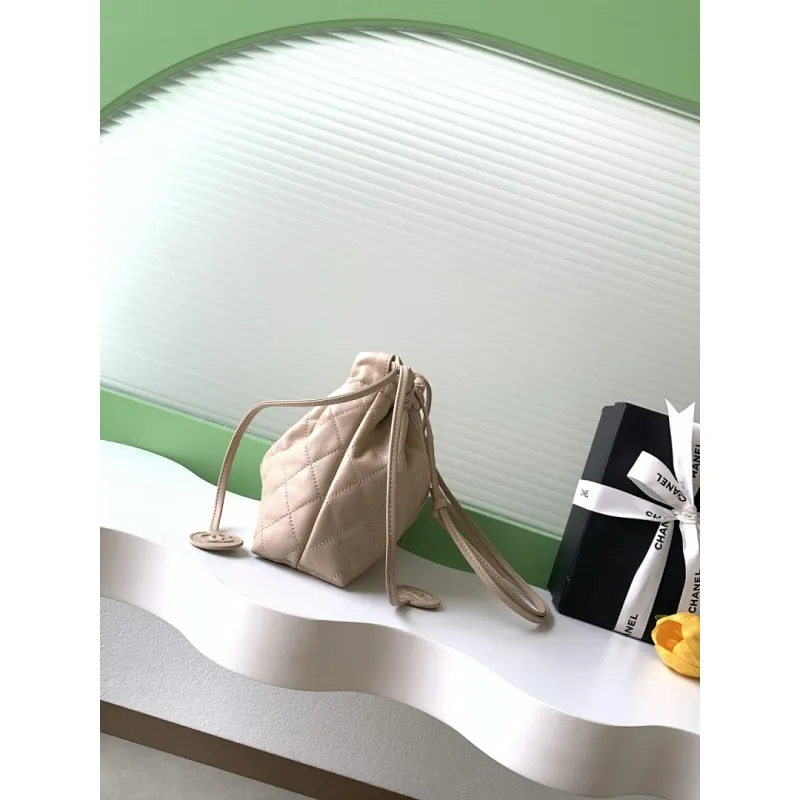 Chanel 26S Quilted Drawstring Bucket Bag, 17 x 22 x 8 cm #A63225