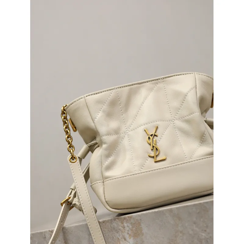 Saint Laurent Jamie Mini Crossbody Bag (859174) - Lambskin Leather, Drawstring Closure, 14.5×15.5×8cm #A59989