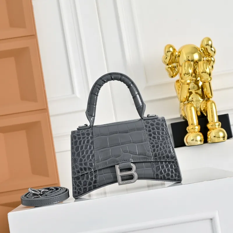 Balenciaga Hourglass Croc Embossed Handbag 19x8x21cm #A64986 Balenciaga Hourglass Croc Embossed Handbag 19x8x21cm #A64986