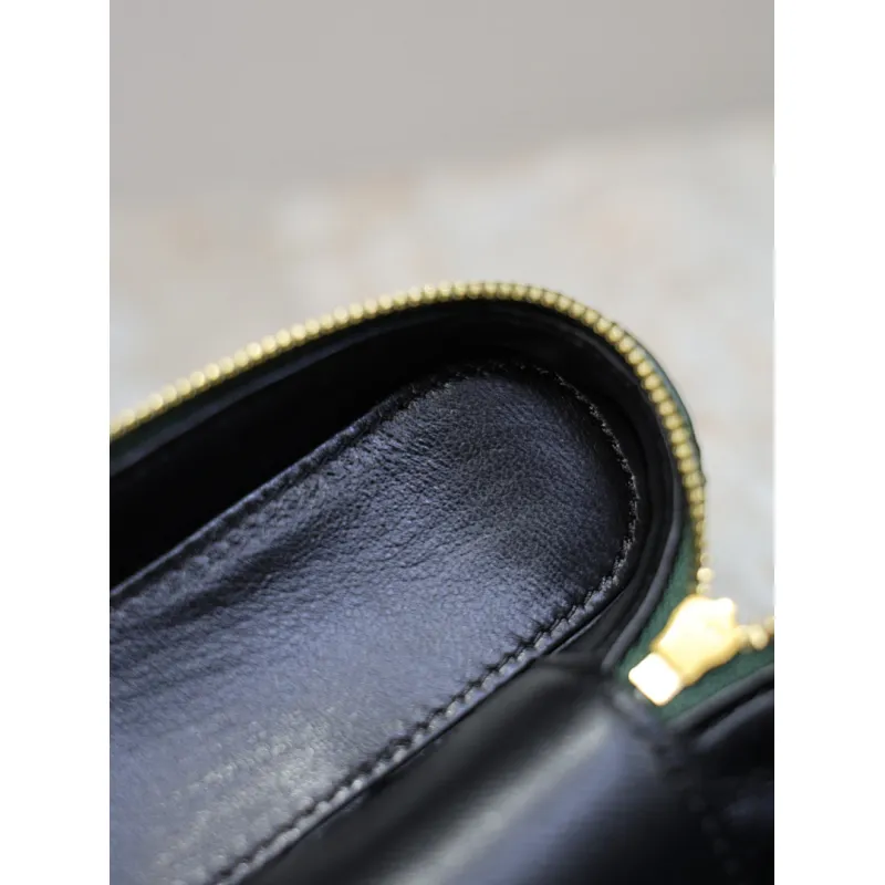 Saint Laurent 819285 GABY Mini Chain Cosmetic Bag - Dark Green Quilted Leather with Detachable Strap #A59505