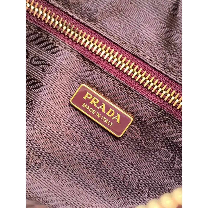 Prada Galleria Soft Shoulder Bag (2 Colors) – Burgundy/Black Leather with Gold-Tone Triangle Logo & Convertible Strap #A59180