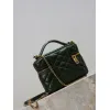 Saint Laurent 819285 GABY Mini Chain Cosmetic Bag - Dark Green Quilted Leather with Detachable Strap #A59505