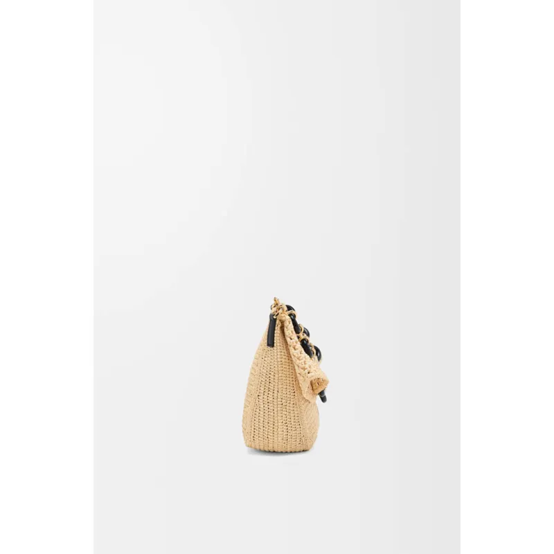 Loewe Medium Ola Raffia & Leather Shoulder Bag, 26 x 13 x 18 cm #A63229