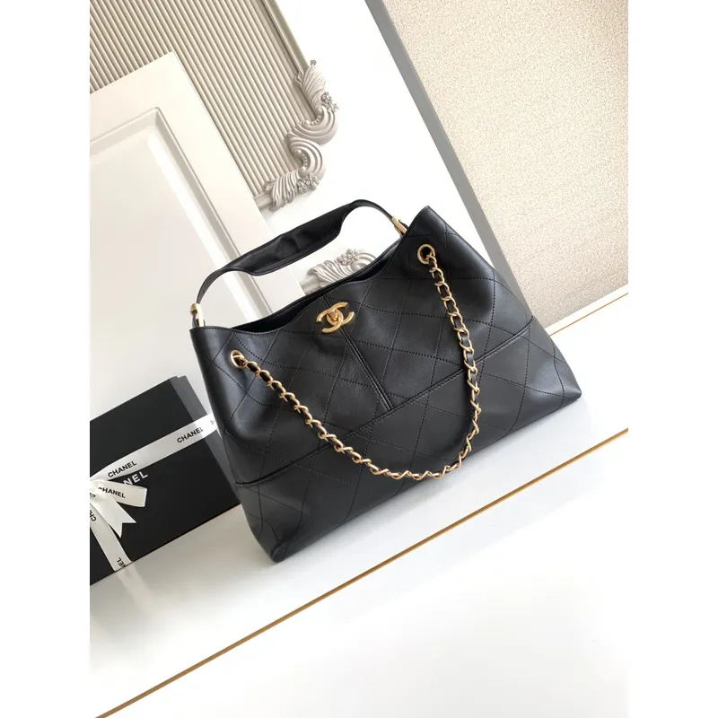 Chanel Quilted Leather Tote With Gold Chain Strap And Iconic CC Logo size:36×24×12cm #A54381