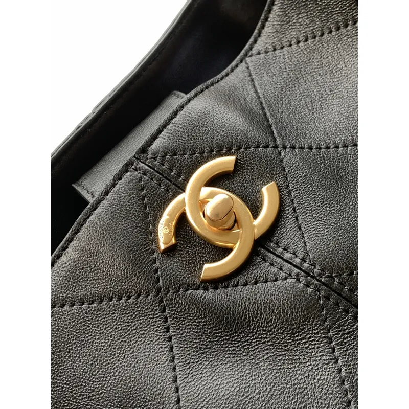 Chanel Quilted Leather Tote With Gold Chain Strap And Iconic CC Logo size:36×24×12cm #A54381