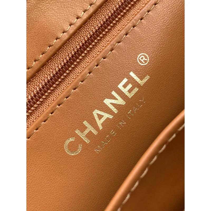 Chanel Sequined Top Handle Bags In Brown And Orange With Signature CC Logo size:13×19×7cm #A54383