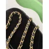 Chanel Burgundy Quilted Velvet Handbag With Top Handle And Gold Chain Strap size:11×20×8cm #A54387