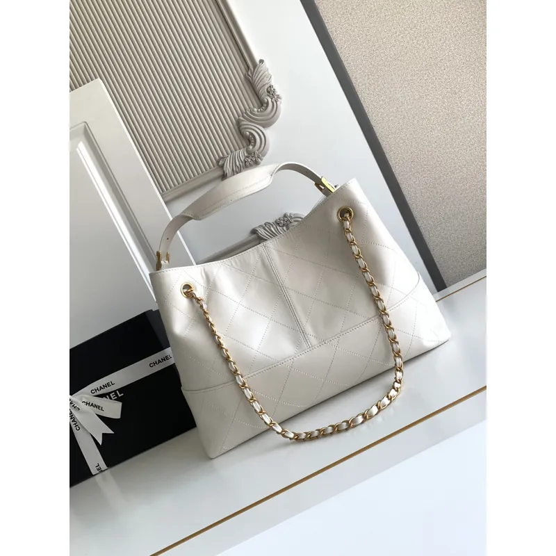 Chanel Quilted Leather Tote With Gold Chain Strap And Iconic CC Logo size:36×24×12cm #A54381