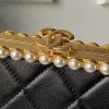 Chanel AS5912 Lambskin Pearl Trim Evening Bag 10×20×7cm #A64997 Chanel AS5912 Lambskin Pearl Trim Evening Bag 10×20×7cm #A64997
