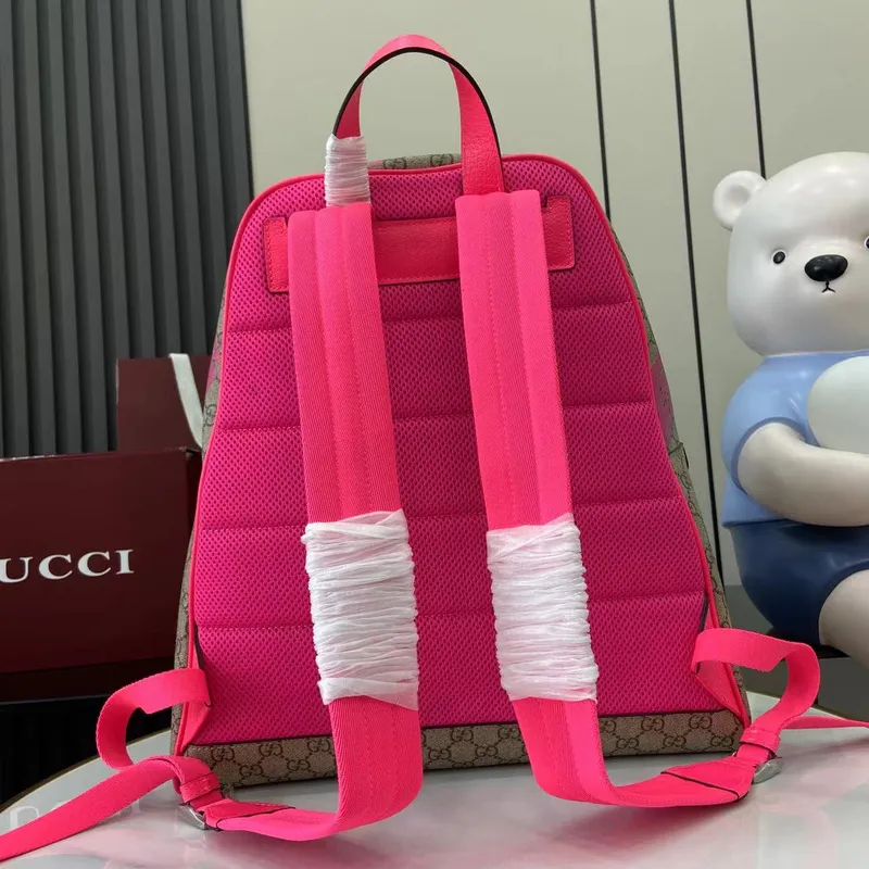 Gucci GG Supreme Backpack With Bold Pink Logo Detailing size:36×41×18cm #A53379 Gucci GG Supreme Backpack With Bold Pink Logo Detailing size:36×41×18cm #A53379