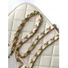 Chanel Quilted Mini Handbag With Top Handle And Gold Chain Strap size:11×20×8cm #A54382