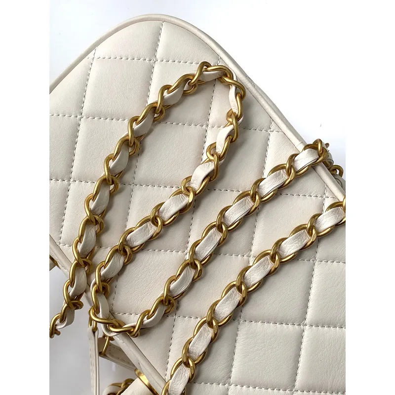 Chanel Quilted Mini Handbag With Top Handle And Gold Chain Strap size:11×20×8cm #A54382