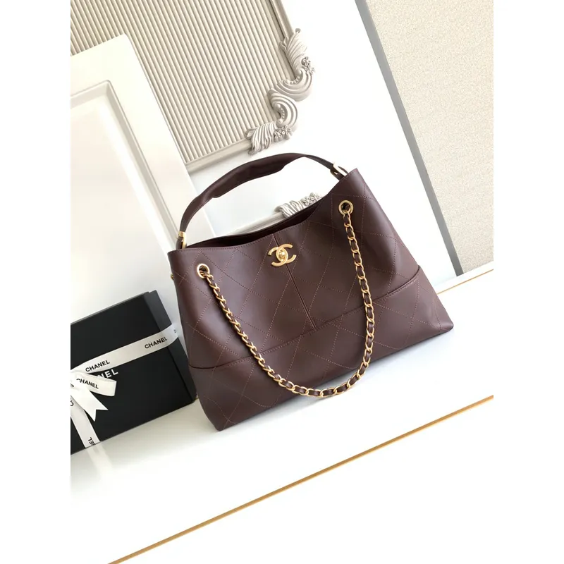 Chanel Quilted Leather Tote With Gold Chain Strap And Iconic CC Logo size:36×24×12cm #A54381