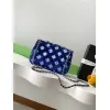 Chanel Blue Sequin - Embellished Flap Bag With Signature CC Logo size:14×21×8cm #A53500 Chanel Blue Sequin - Embellished Flap Bag With Signature CC Logo size:14×21×8cm #A53500