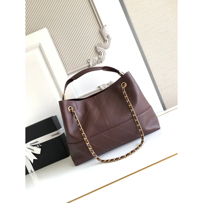 Chanel Quilted Leather Tote With Gold Chain Strap And Iconic CC Logo size:36×24×12cm #A54381