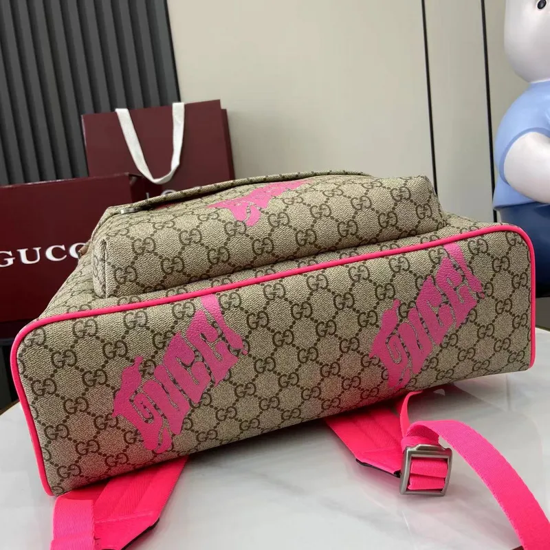 Gucci GG Supreme Backpack With Bold Pink Logo Detailing size:36×41×18cm #A53379 Gucci GG Supreme Backpack With Bold Pink Logo Detailing size:36×41×18cm #A53379
