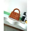 Chanel Sequined Top Handle Bags In Brown And Orange With Signature CC Logo size:13×19×7cm #A54383