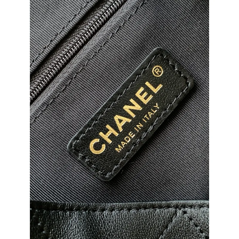 Chanel Quilted Leather Tote With Gold Chain Strap And Iconic CC Logo size:36×24×12cm #A54381