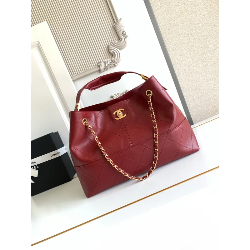 Chanel Quilted Leather Tote With Gold Chain Strap And Iconic CC Logo size:36×24×12cm #A54381
