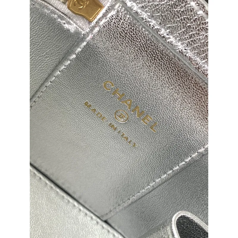 Chanel Quilted Caviar Leather Mini Vanity Bag With Gold Chain Strap And CC Logo size:11×8×7cm #A54384