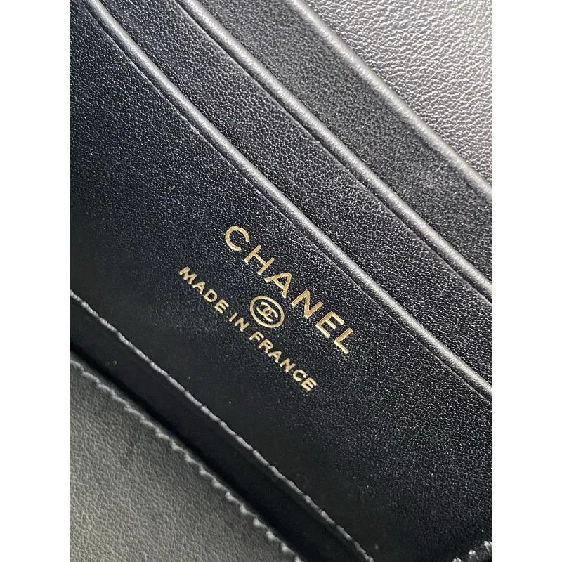 Chanel Quilted Caviar Leather Mini Vanity Bag With Gold Chain Strap And CC Logo size:9×17×8cm #A54385