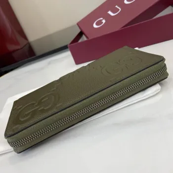 Gucci GG Marmont Full-Zip Wallet – Olive Green Pebbled Leather with Embossed GG Logo #A58785 Gucci GG Marmont Full-Zip Wallet – Olive Green Pebbled Leather with Embossed GG Logo #A58785