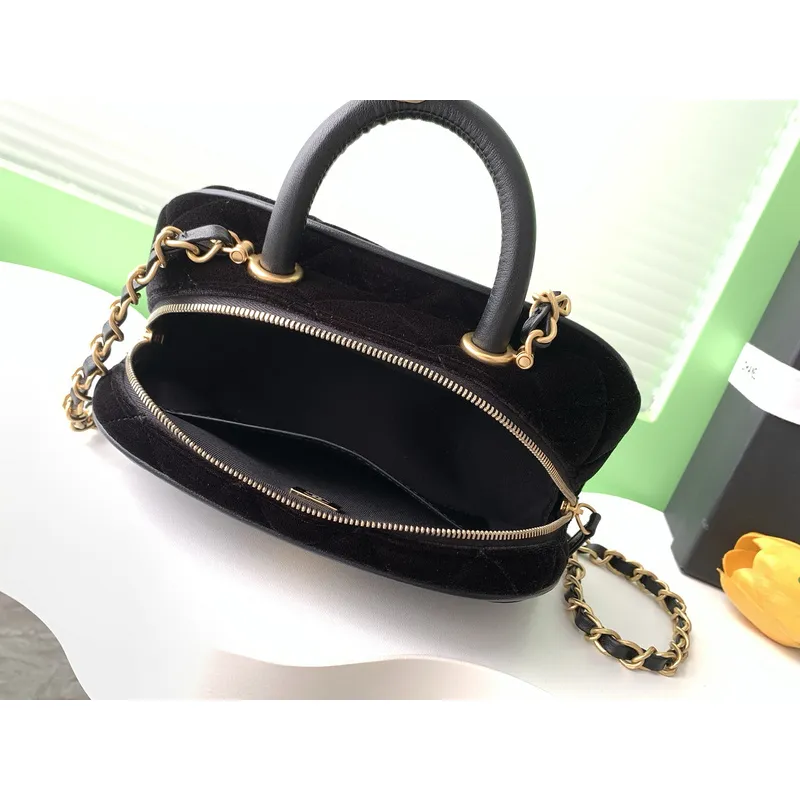 Chanel Burgundy Quilted Velvet Handbag With Top Handle And Gold Chain Strap size:11×20×8cm #A54387