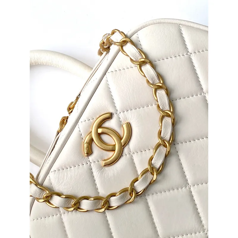 Chanel Quilted Mini Handbag With Top Handle And Gold Chain Strap size:11×20×8cm #A54382
