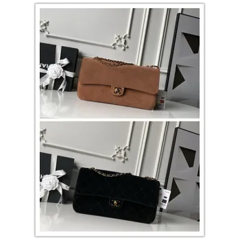 Chanel AS6281 Maxi Classic Flap Bag Vintage Gold Hardware Suede Leather Shoulder Handbag #A65955
