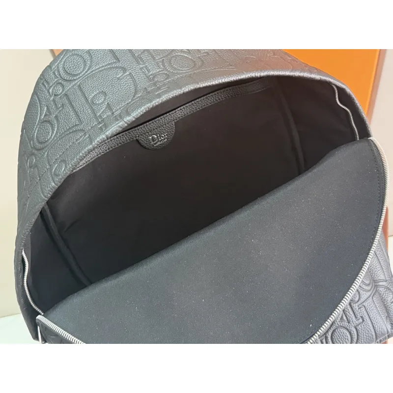 Dior 93968 Rider Oblique Embossed Leather Backpack CD Buckle Adjustable Strap Laptop Daypack #A65990 Dior 93968 Rider Oblique Embossed Leather Backpack CD Buckle Adjustable Strap Laptop Daypack #A65990