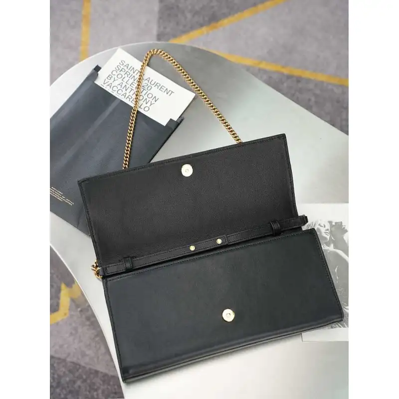 YSL 851921 Kate Smooth Calf Leather Gold Chain Shoulder Crossbody Clutch Handbag #A65991 YSL 851921 Kate Smooth Calf Leather Gold Chain Shoulder Crossbody Clutch Handbag #A65991