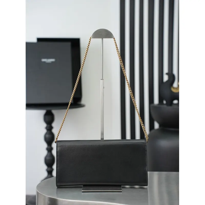 YSL 851921 Kate Smooth Calf Leather Gold Chain Shoulder Crossbody Clutch Handbag #A65991 YSL 851921 Kate Smooth Calf Leather Gold Chain Shoulder Crossbody Clutch Handbag #A65991