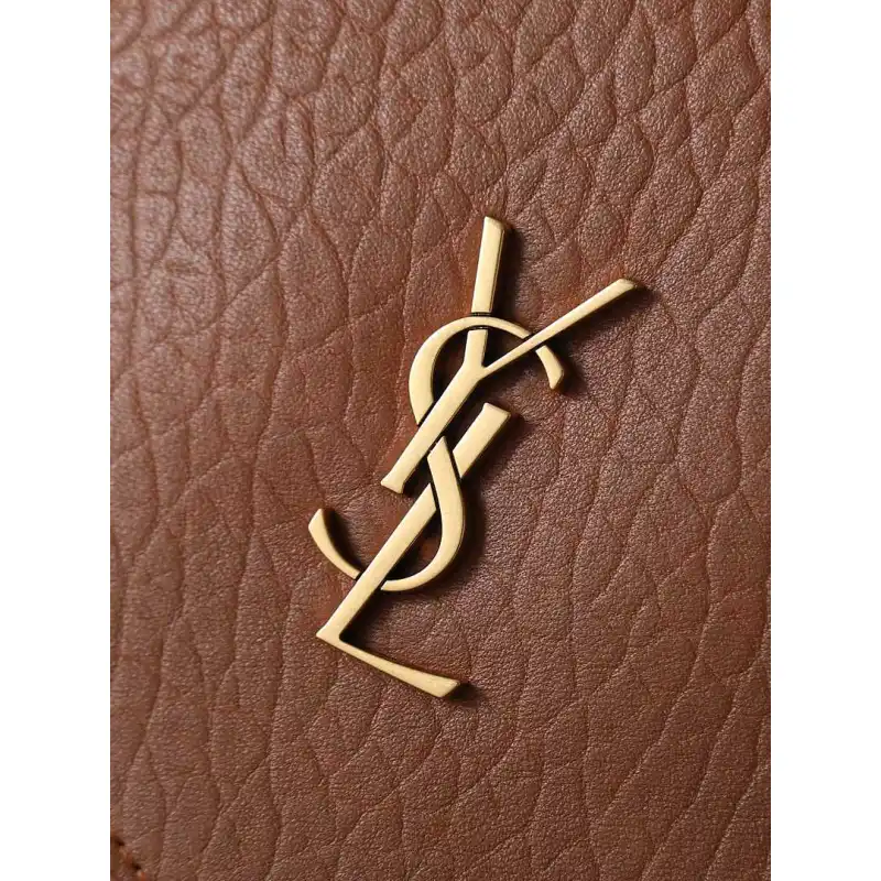 YSL 841702 LE Envelope Brown Lambskin Chain Shoulder Crossbody Clutch Handbag #A65993