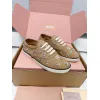 Miu Miu Womens Rhinestone Embroidered Canvas Sneakers #A66082